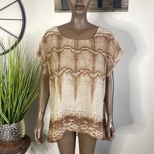 SEVEN 7 LUXE Snakeskin Print High Low Blouse Plus Size 1X